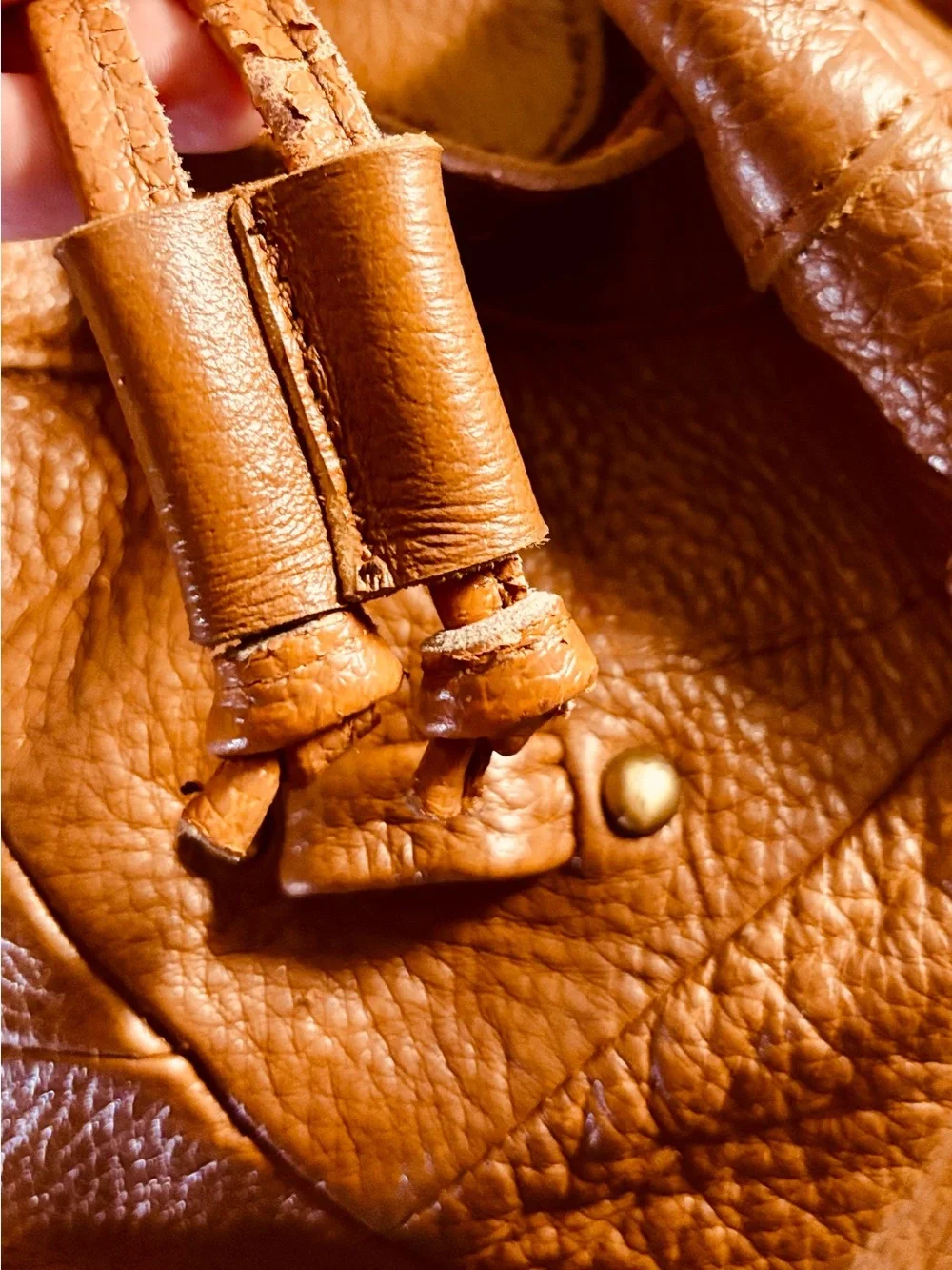 VTG Genuine Leather Boho Fringe Women’s Western Drawstring Backpack Rucksack